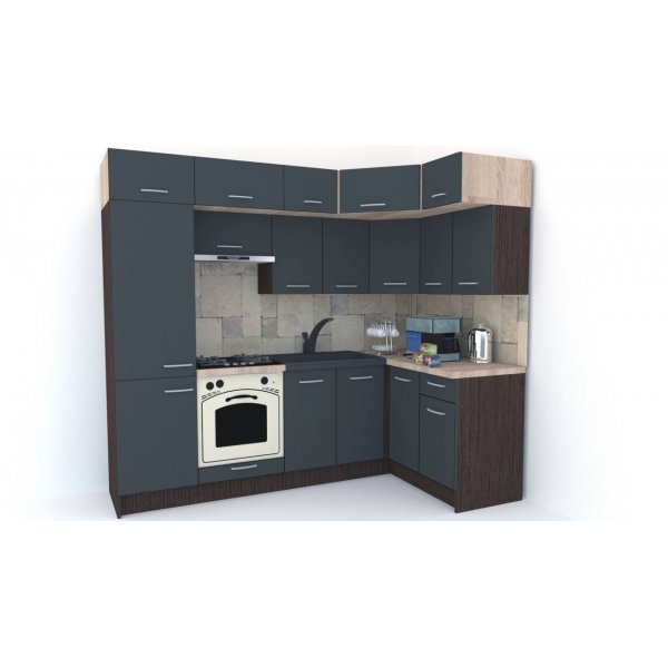 Bucatarie de Colt BIG GENA NEW ST. 140-250, Wenge / Decor 0164