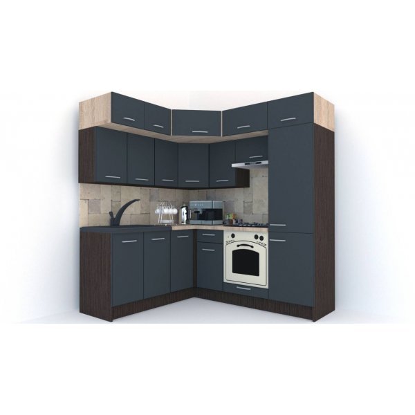 Bucatarie de Colt BIG GENA NEW DR. 180-210, Wenge / Decor 0164