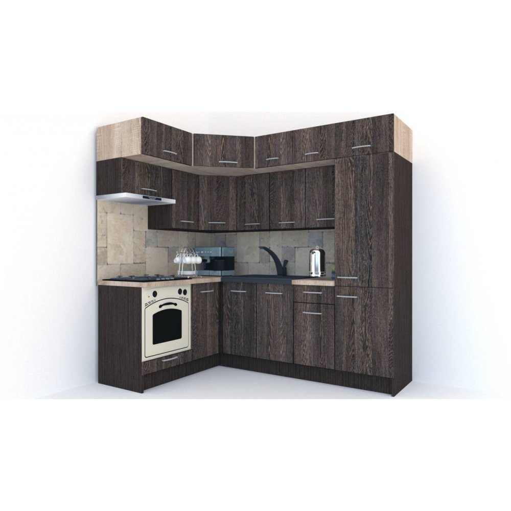 Bucatarie de Colt BIG GENA NEW DR. 160-230, Wenge / Decor 7648