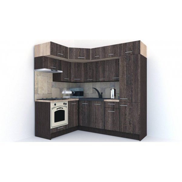 Bucatarie de Colt BIG GENA NEW DR. 160-230, Wenge / Decor 7648