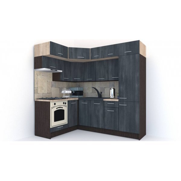 Bucatarie de Colt BIG GENA NEW DR. 160-230, Wenge / Decor 8509