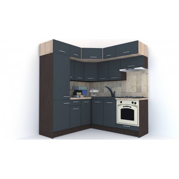 Bucatarie de Colt BIG GENA NEW DR. 190-200, Wenge / Decor 0164
