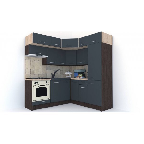 Bucatarie de Colt BIG GENA NEW ST. 190-200, Wenge / Decor 0164