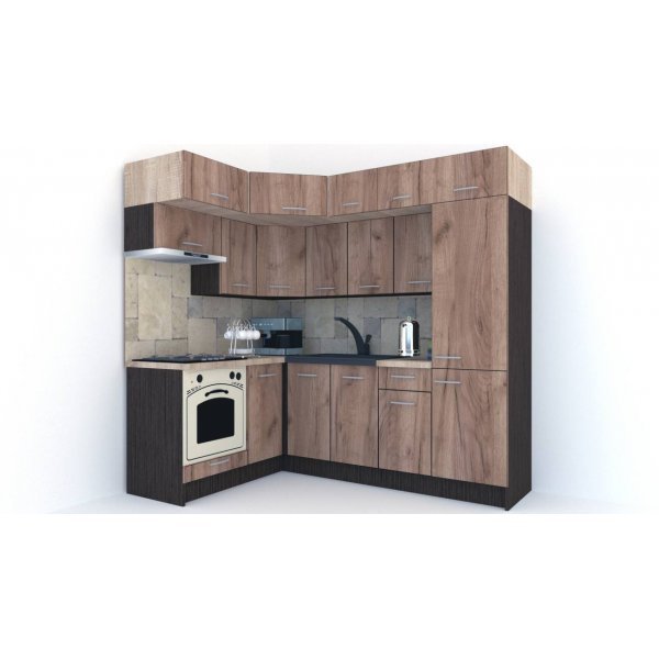 Bucatarie de Colt BIG GENA NEW DR. 160-230, Wenge / Decor K004