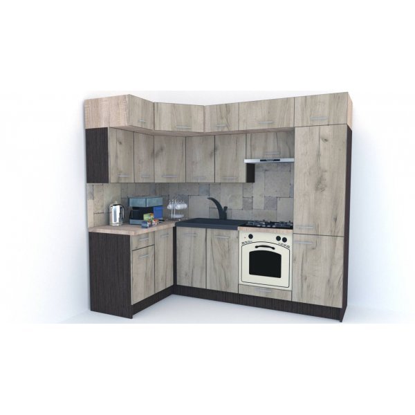 Bucatarie de Colt BIG GENA NEW DR. 140-250, Wenge / Decor K001