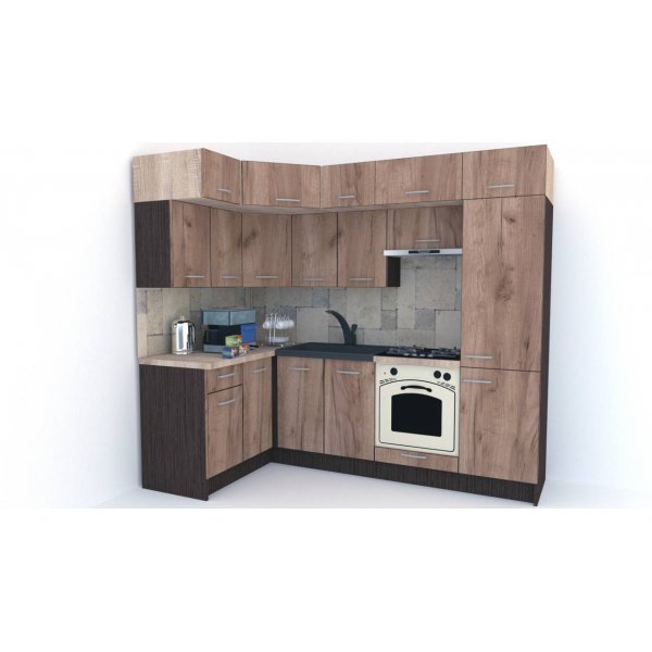 Bucatarie de Colt BIG GENA NEW DR. 140-250, Wenge / Decor K004