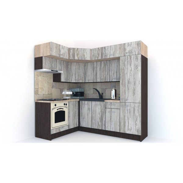 Bucatarie de Colt BIG GENA NEW DR. 160-230, Wenge / Decor K084