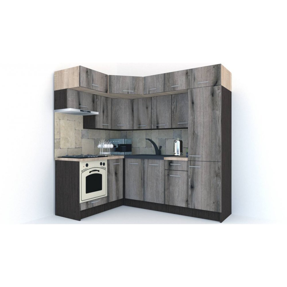 Bucatarie de Colt BIG GENA NEW DR. 160-230, Wenge / Decor K366