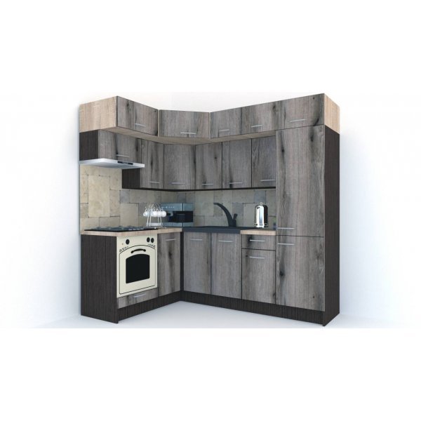 Bucatarie de Colt BIG GENA NEW DR. 160-230, Wenge / Decor K366