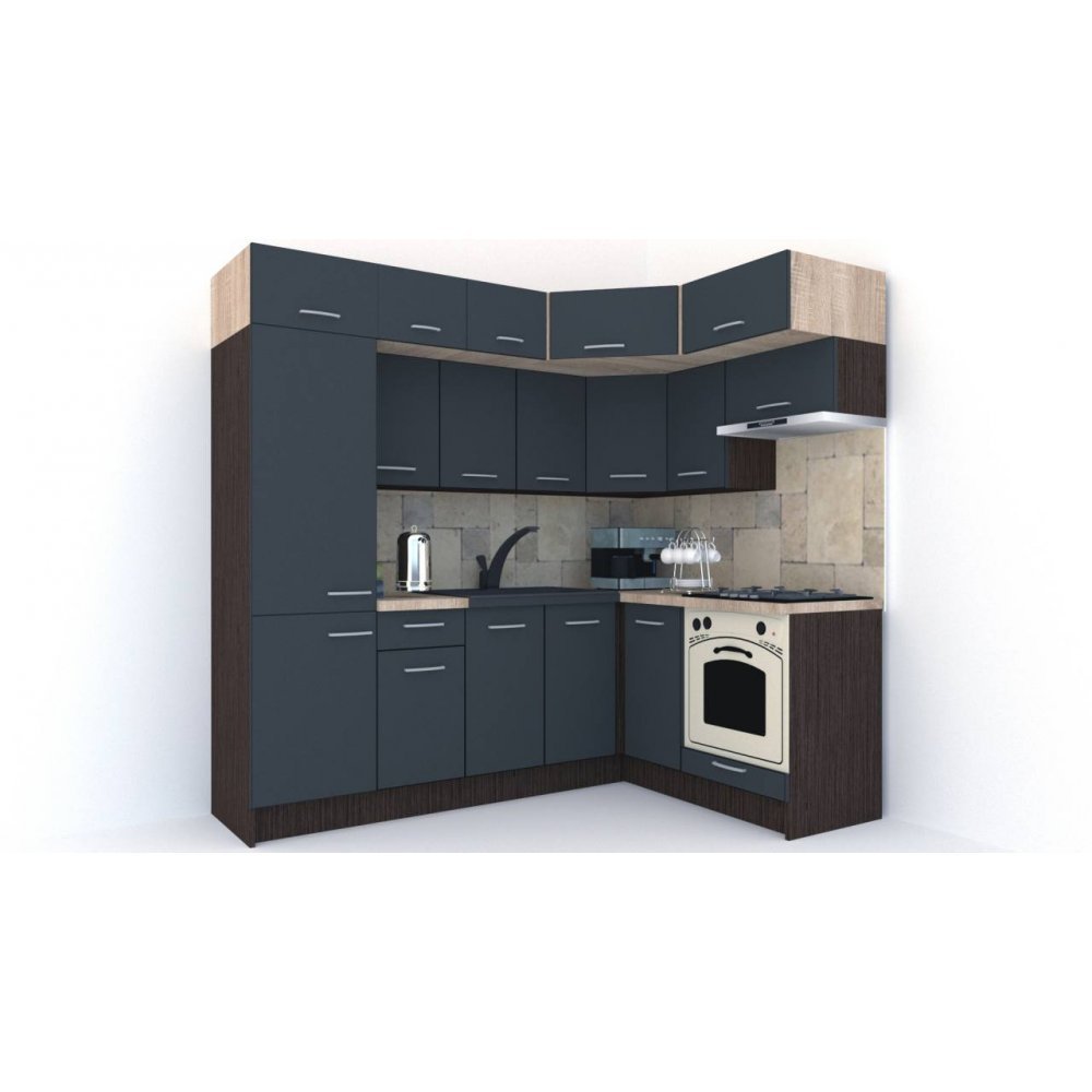 Bucatarie de Colt BIG GENA NEW ST. 160-230, Wenge / Decor 0164