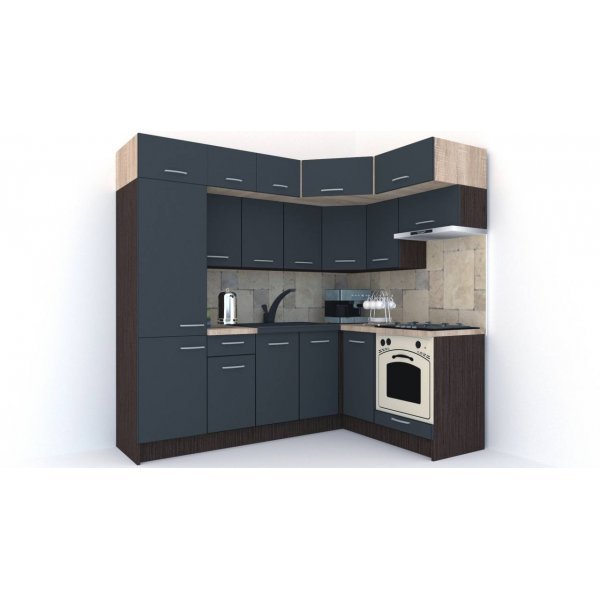 Bucatarie de Colt BIG GENA NEW ST. 160-230, Wenge / Decor 0164