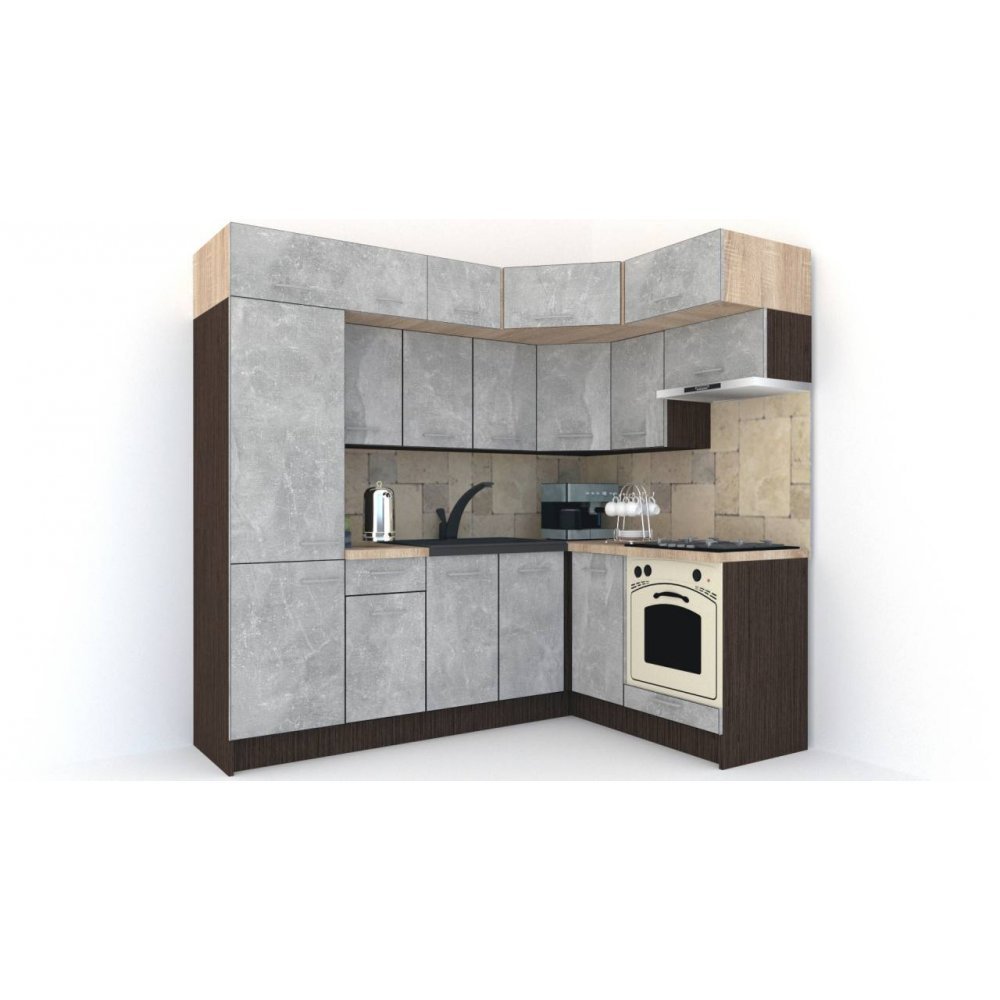 Bucatarie de Colt BIG GENA NEW ST. 160-230, Wenge / Decor 4298