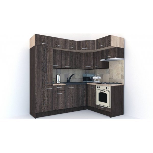 Bucatarie de Colt BIG GENA NEW ST. 160-230, Wenge / Decor 7648