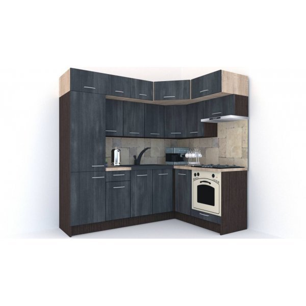 Bucatarie de Colt BIG GENA NEW ST. 160-230, Wenge / Decor 8509