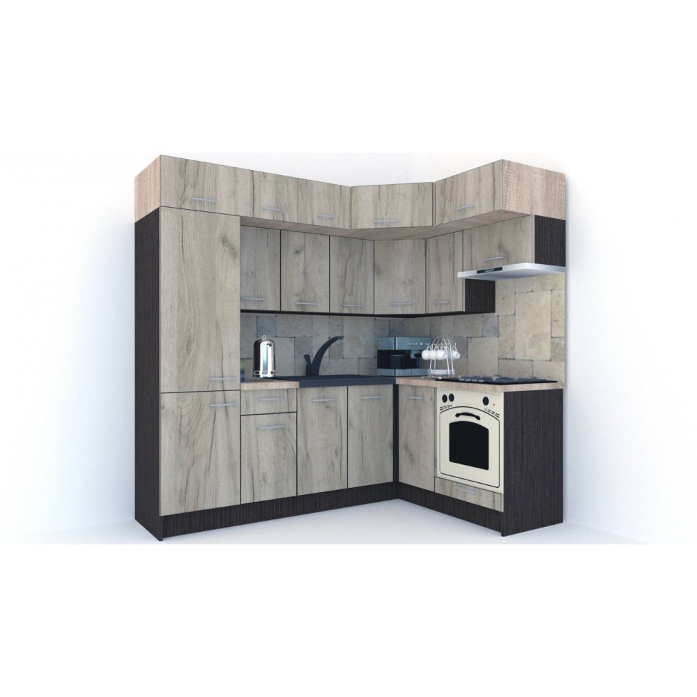 Bucatarie de Colt BIG GENA NEW ST. 160-230, Wenge / Decor K002