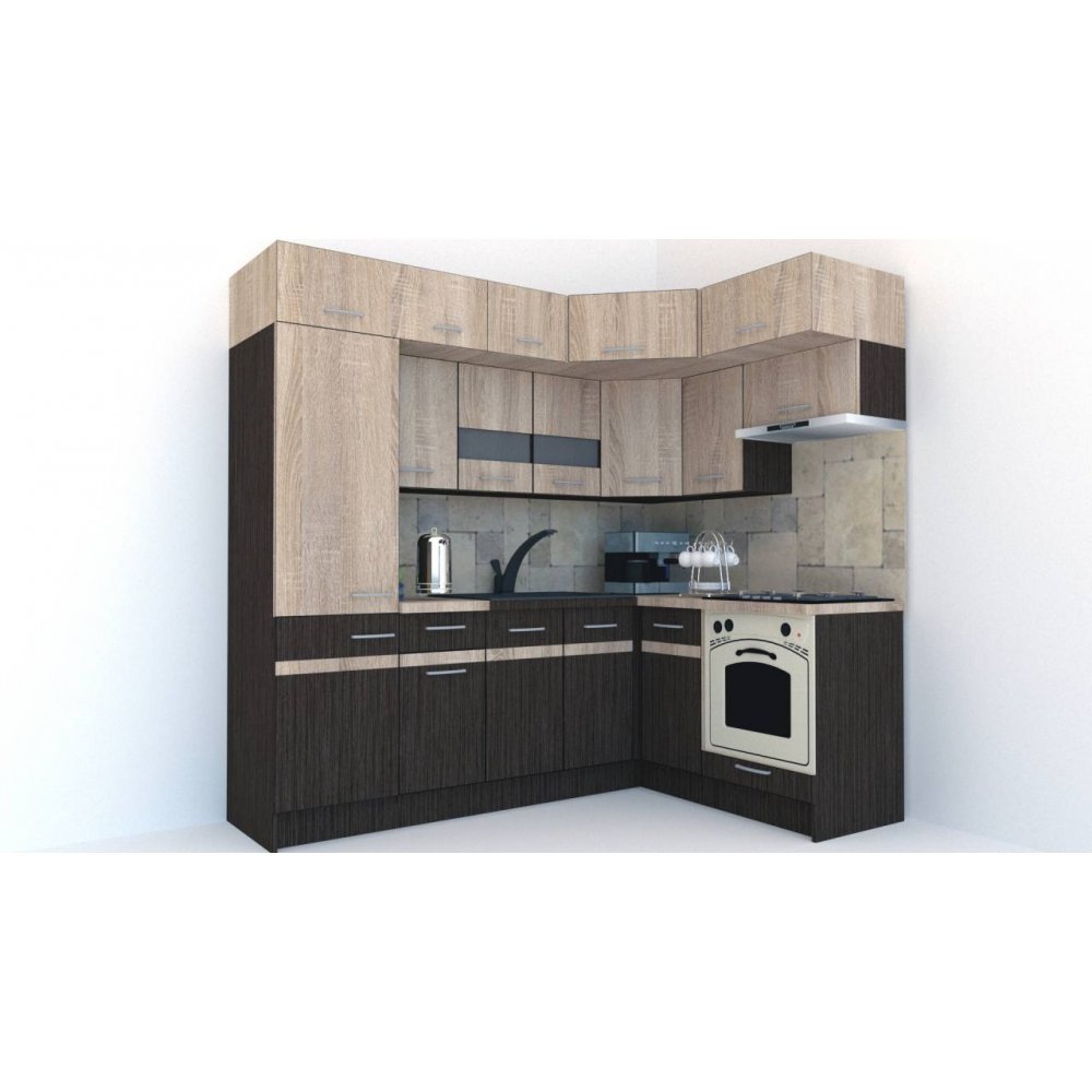 Bucatarie de Colt BIG GENA NEW ST. 160-230, Wenge / Stejar Sonoma A