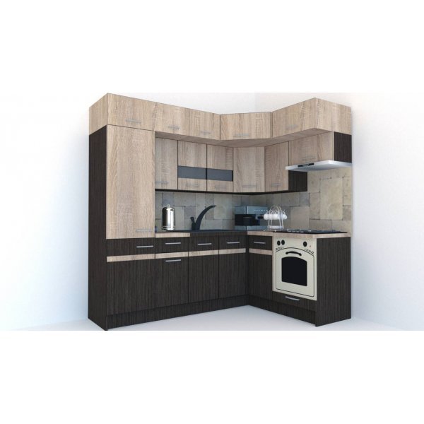 Bucatarie de Colt BIG GENA NEW ST. 160-230, Wenge / Stejar Sonoma A