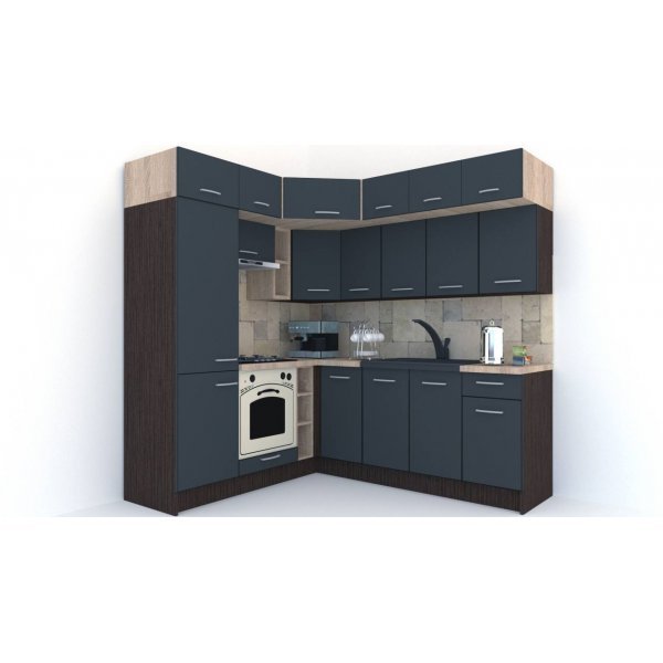 Bucatarie de Colt BIG GENA NEW DR. 190-220, Wenge / Decor 0164