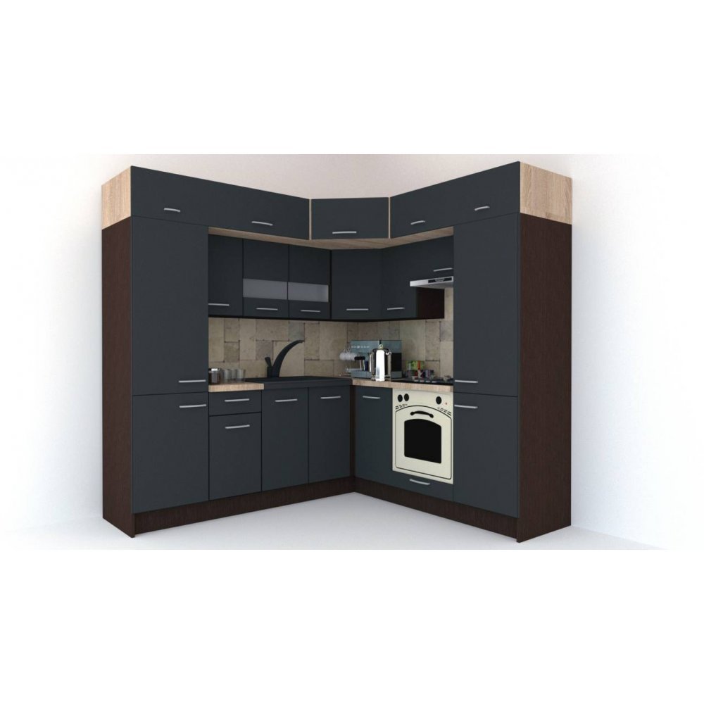 Bucatarie de Colt BIG GENA NEW ST. 210-230, Wenge / Decor 0164
