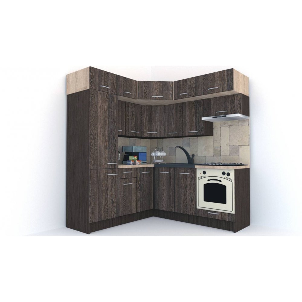 Bucatarie de Colt BIG GENA NEW DR. 190-200, Wenge / Decor 7648