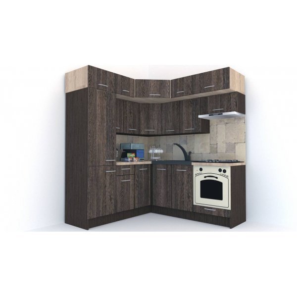 Bucatarie de Colt BIG GENA NEW DR. 190-200, Wenge / Decor 7648