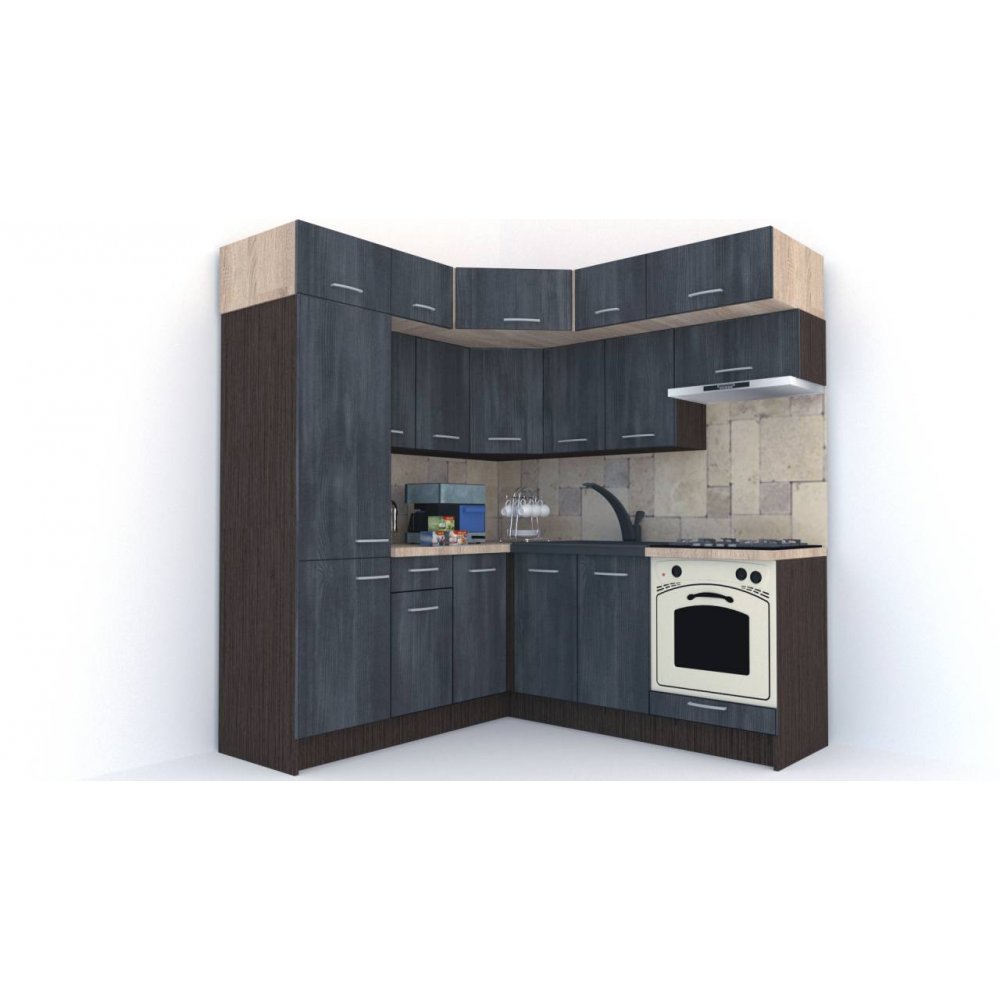 Bucatarie de Colt BIG GENA NEW DR. 190-200, Wenge / Decor 8509