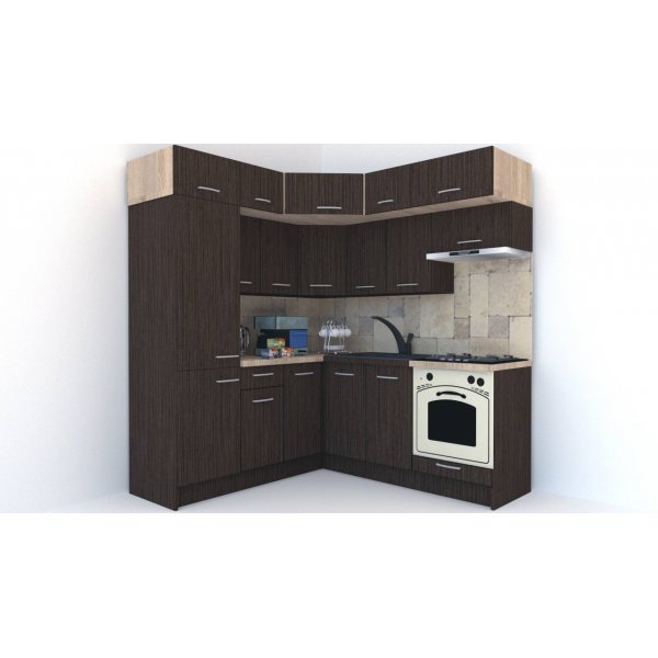 Bucatarie de Colt BIG GENA NEW DR. 190-200, Wenge / Decor 8548