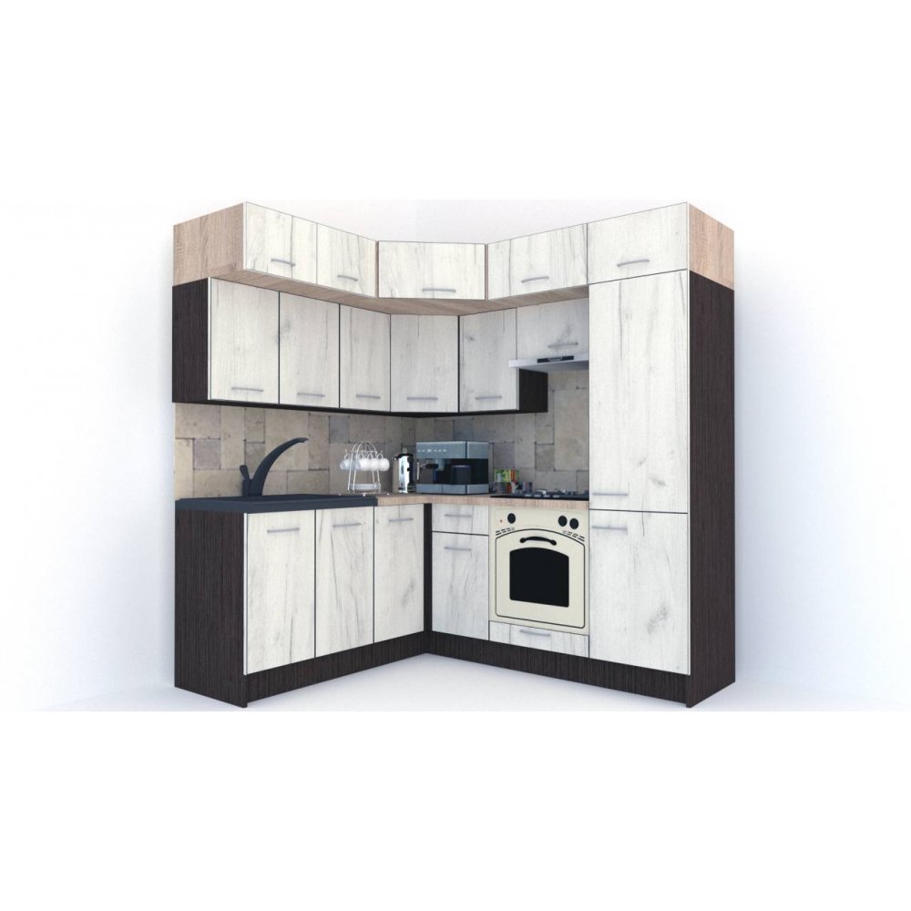 Bucatarie de Colt BIG GENA NEW DR. 180-210, Wenge / Decor K001