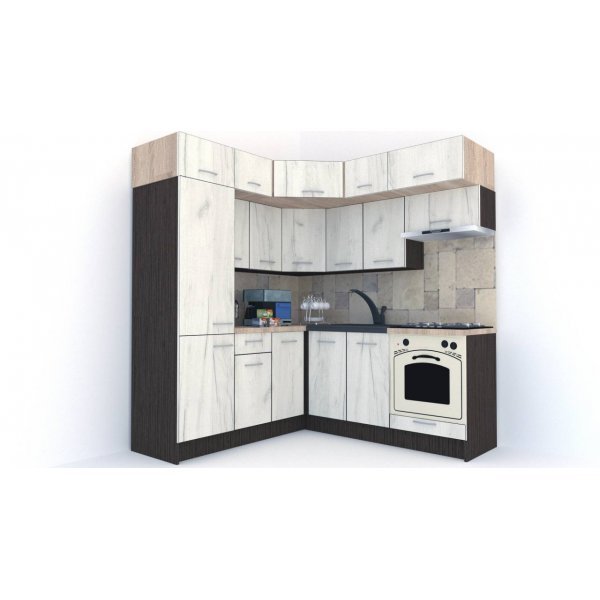 Bucatarie de Colt BIG GENA NEW DR. 190-200, Wenge / Decor K001