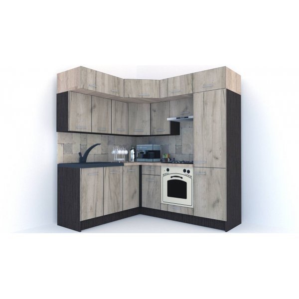 Bucatarie de Colt BIG GENA NEW DR. 180-210, Wenge / Decor K002