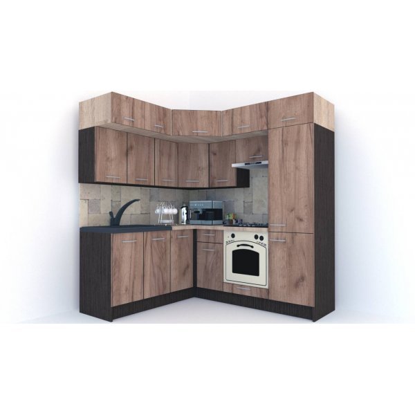 Bucatarie de Colt BIG GENA NEW DR. 180-210, Wenge / Decor K004