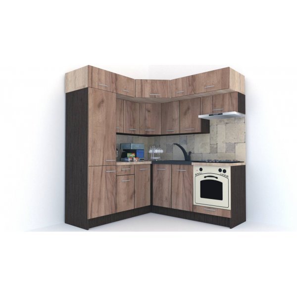 Bucatarie de Colt BIG GENA NEW DR. 190-200, Wenge / Decor K004