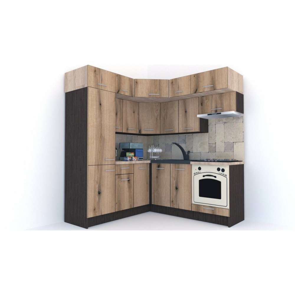 Bucatarie de Colt BIG GENA NEW DR. 190-200, Wenge / Decor K365