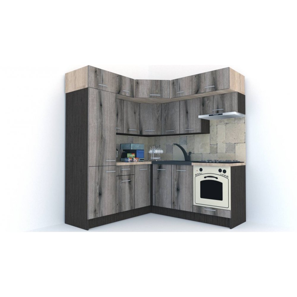Bucatarie de Colt BIG GENA NEW DR. 190-200, Wenge / Decor K366