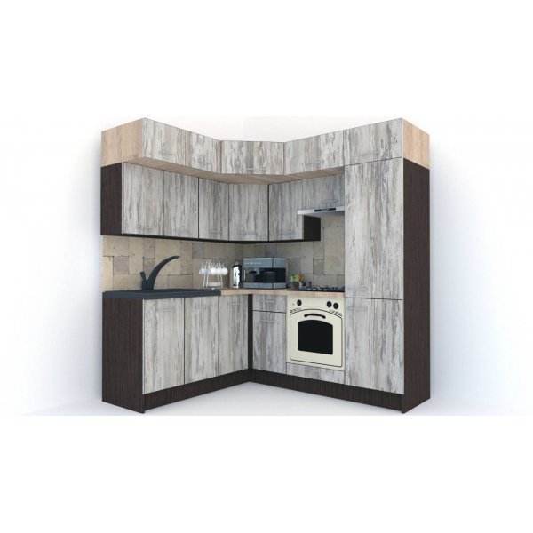 Bucatarie de Colt BIG GENA NEW DR. 180-210, Wenge / Decor K084