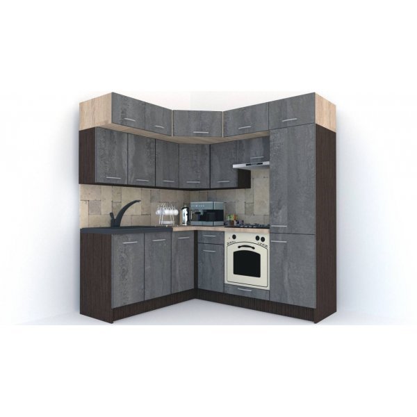 Bucatarie de Colt BIG GENA NEW DR. 180-210, Wenge / Decor K352
