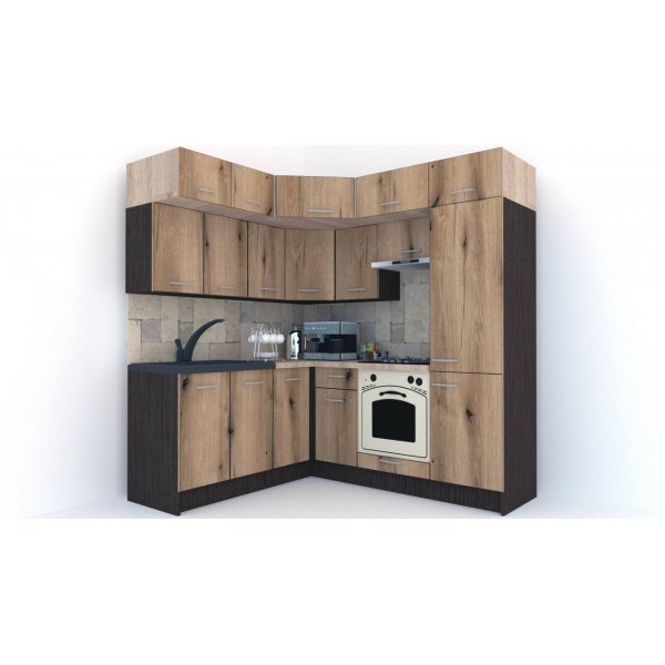 Bucatarie de Colt BIG GENA NEW DR. 180-210, Wenge / Decor K365