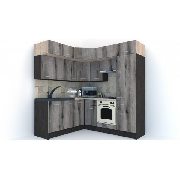 Bucatarie de Colt BIG GENA NEW DR. 180-210, Wenge / Decor K366