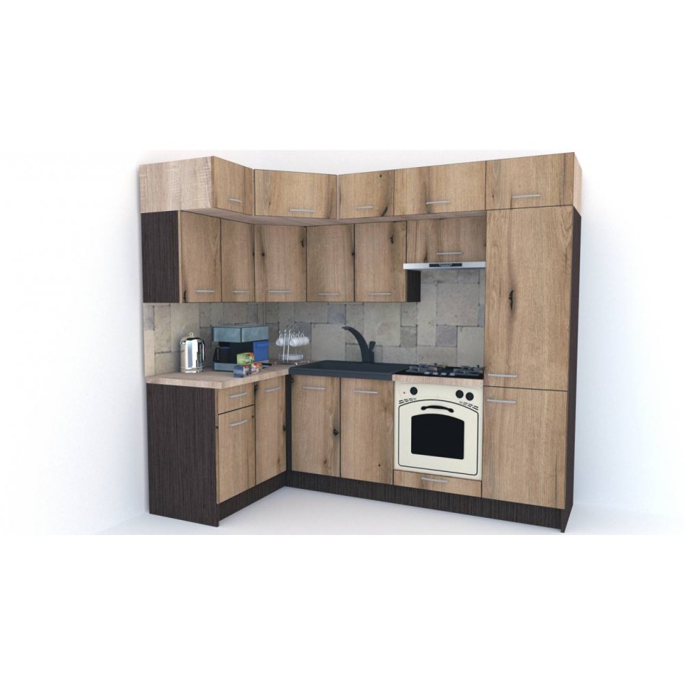 Bucatarie de Colt BIG GENA NEW DR. 140-250, Wenge / Decor K365
