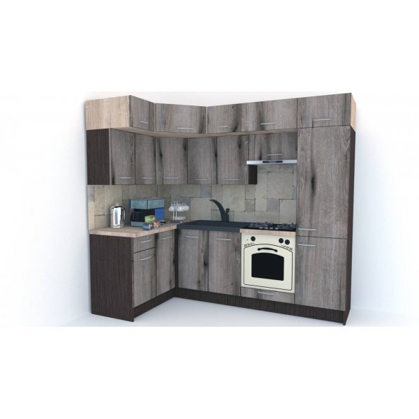 Bucatarie de Colt BIG GENA NEW DR. 140-250, Wenge / Decor K366