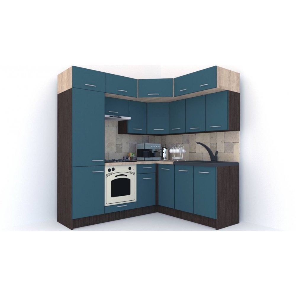 Bucatarie de Colt BIG GENA NEW ST. 180-210, Wenge / Decor 0244