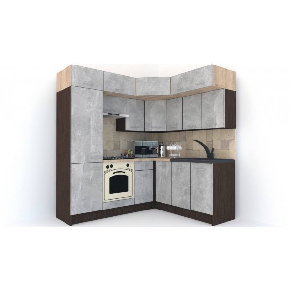 Bucatarie de Colt BIG GENA NEW ST. 180-210, Wenge / Decor 4298