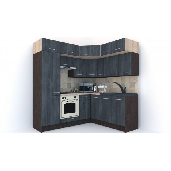 Bucatarie de Colt BIG GENA NEW ST. 180-210, Wenge / Decor 8509