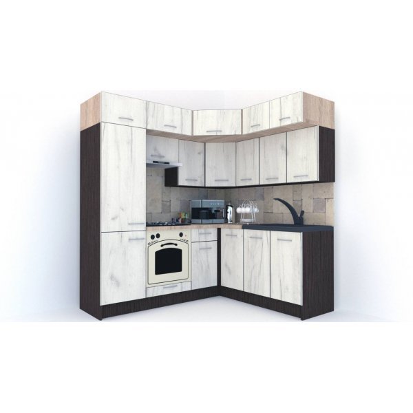 Bucatarie de Colt BIG GENA NEW ST. 180-210, Wenge / Decor K001