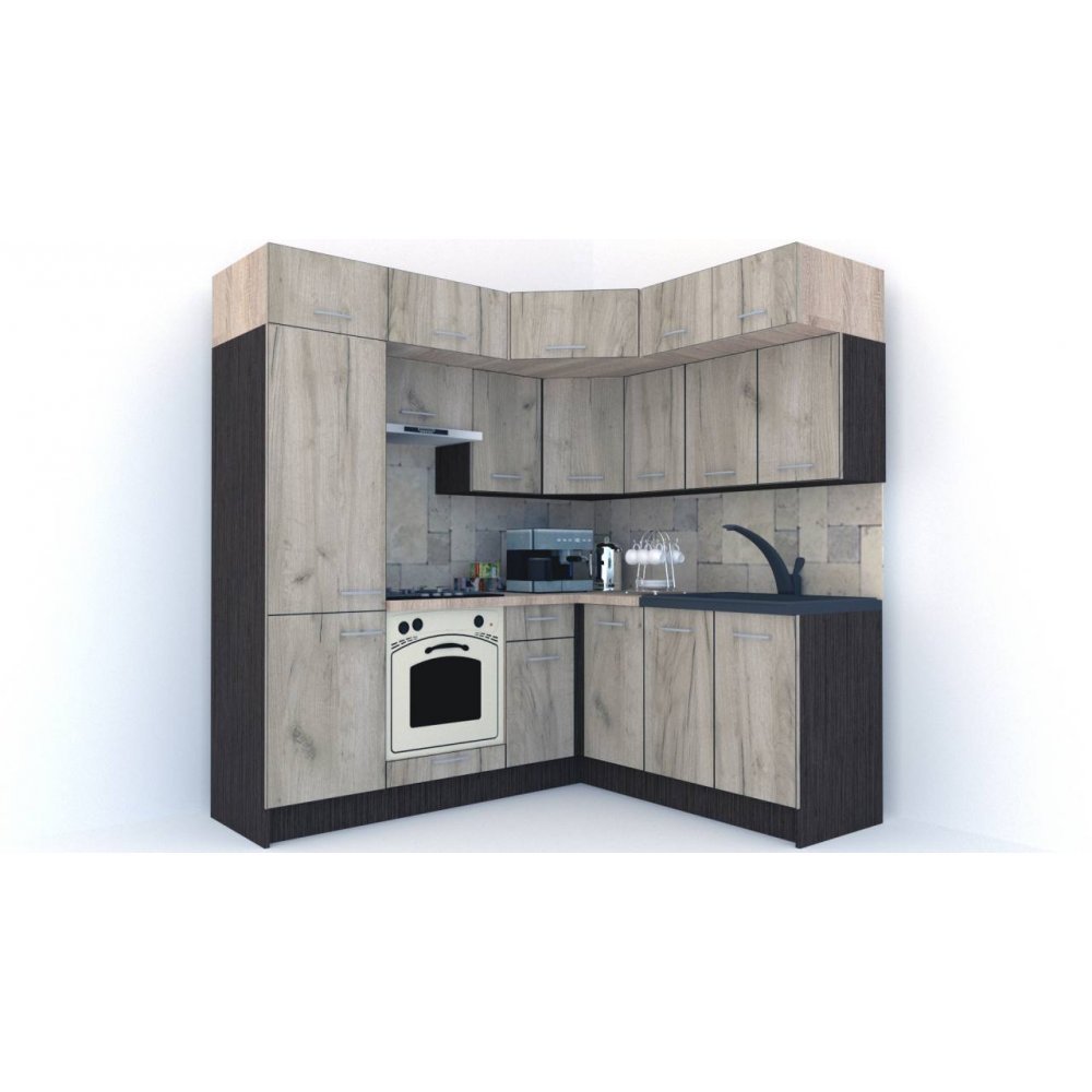 Bucatarie de Colt BIG GENA NEW ST. 180-210, Wenge / Decor K002