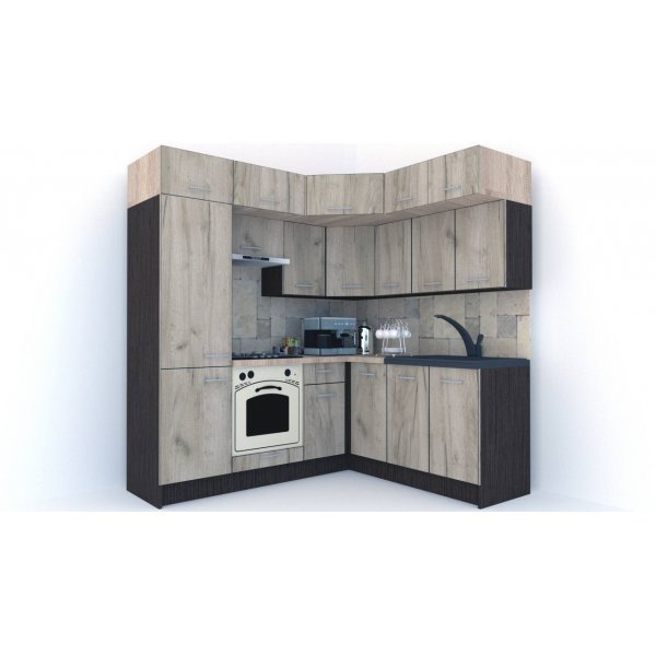 Bucatarie de Colt BIG GENA NEW ST. 180-210, Wenge / Decor K002