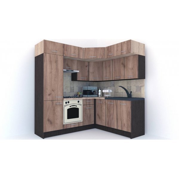 Bucatarie de Colt BIG GENA NEW ST. 180-210, Wenge / Decor K004