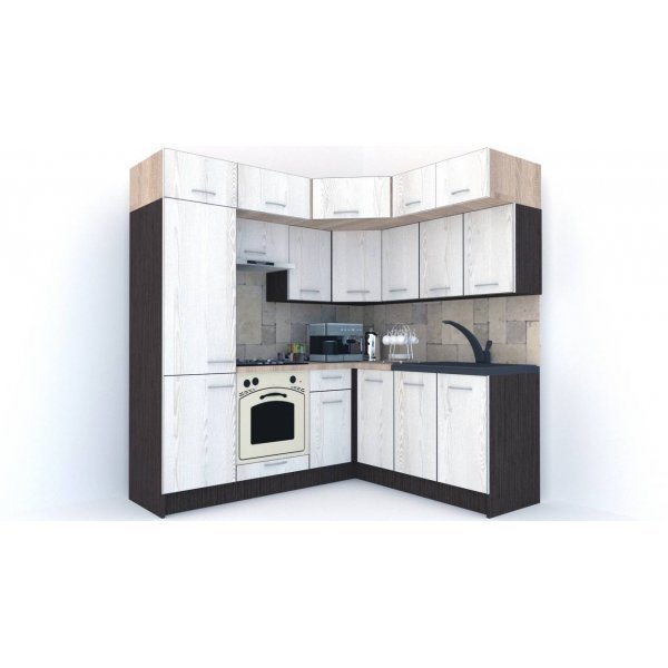 Bucatarie de Colt BIG GENA NEW ST. 180-210, Wenge / Decor K010