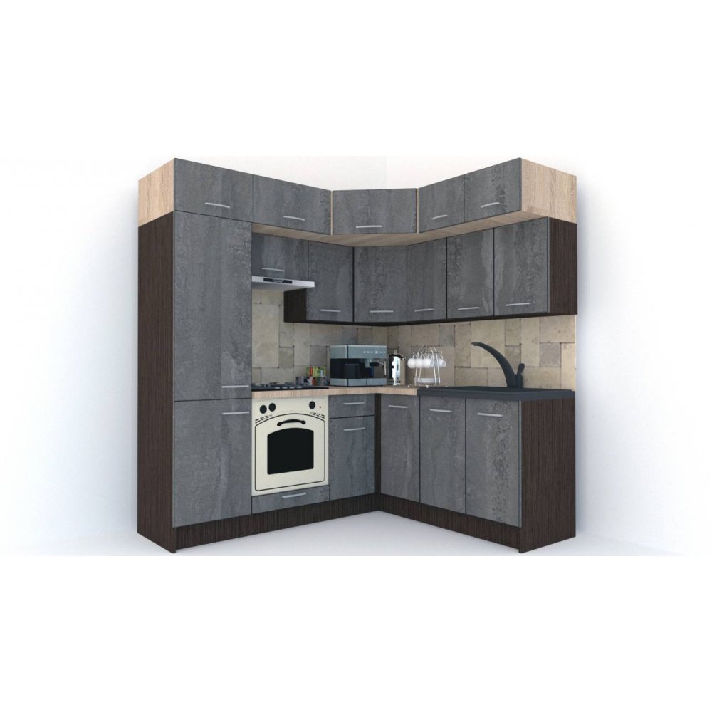 Bucatarie de Colt BIG GENA NEW ST. 180-210, Wenge / Decor K352