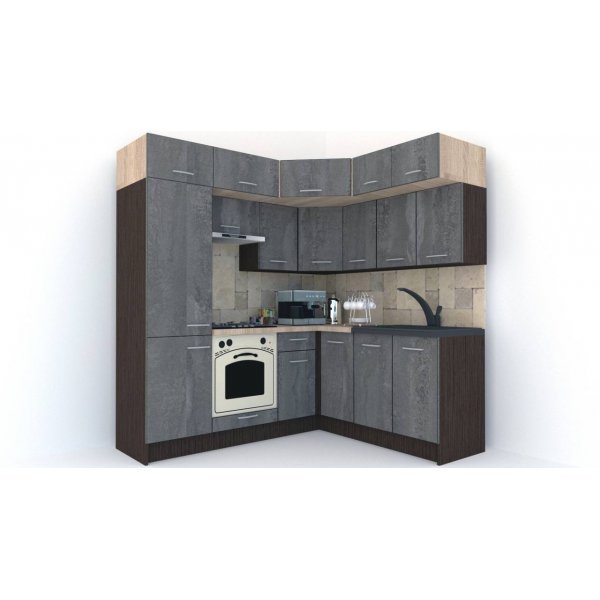 Bucatarie de Colt BIG GENA NEW ST. 180-210, Wenge / Decor K352